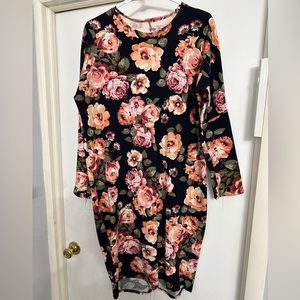 Floral Long Sleeve Midi Dress